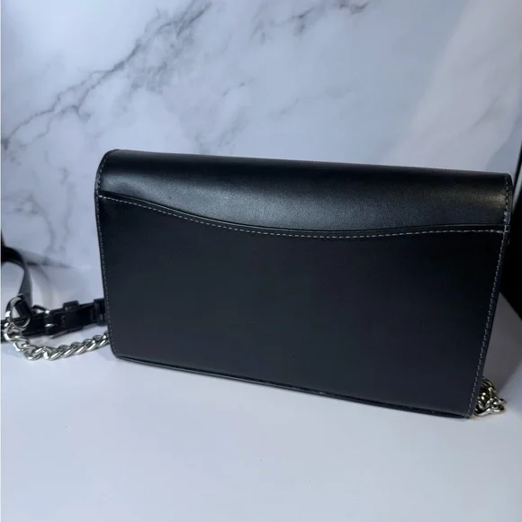 🖤 Coach Black Leather Chain Shoulder / Crossbody Bag 🖤 - Picture 3 of 8